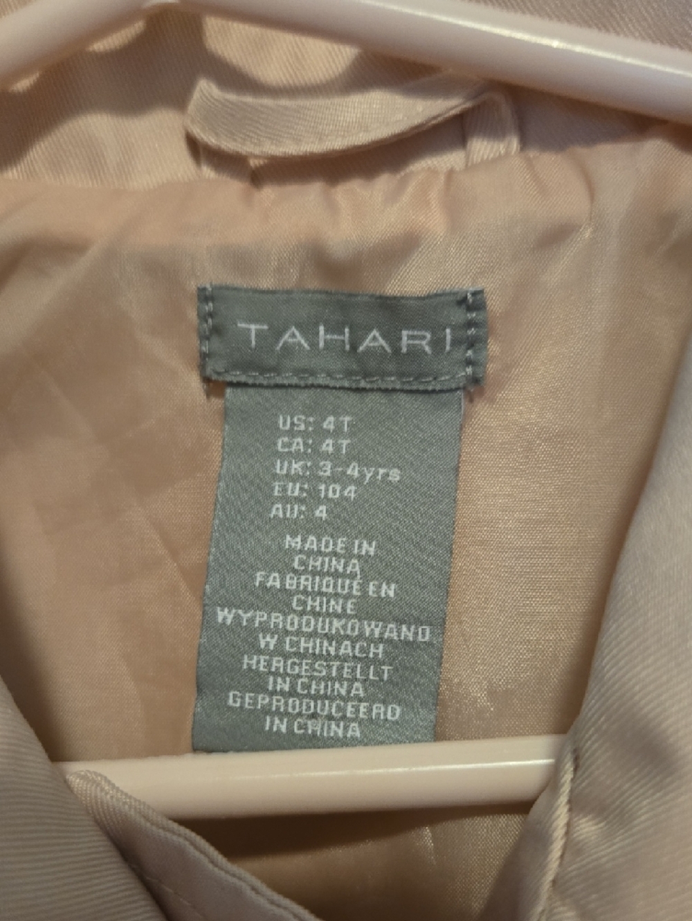 Tahari Girls Pale Pink Double-Breasted Pea Coat with Tie Belt - Picture 2 of 5